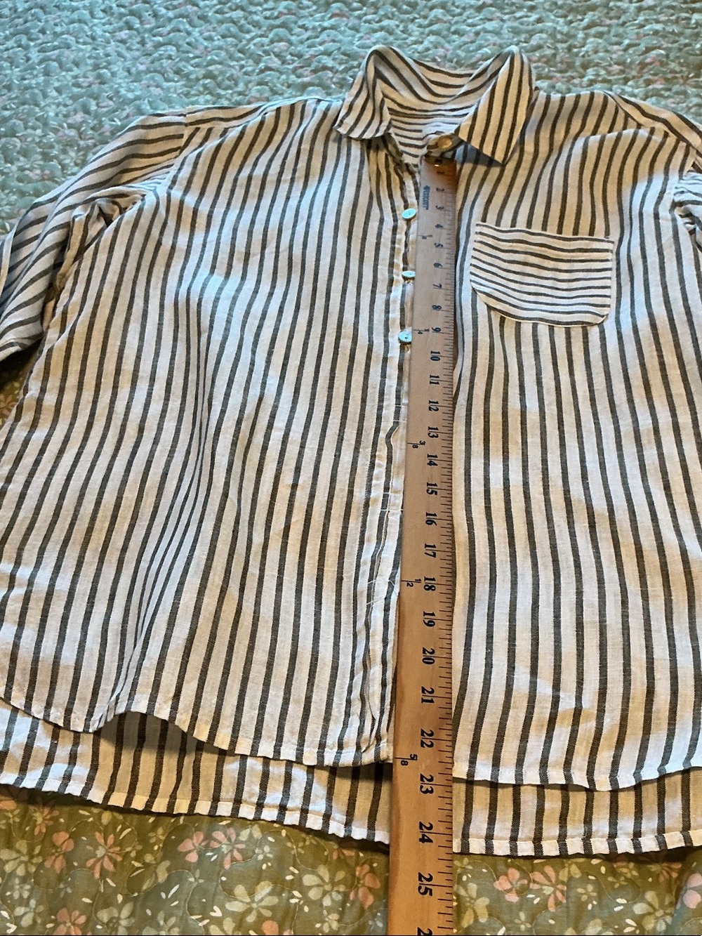 J. Jill Casual Striped Button-Down Shirt in White/Black L - Picture 5 of 7